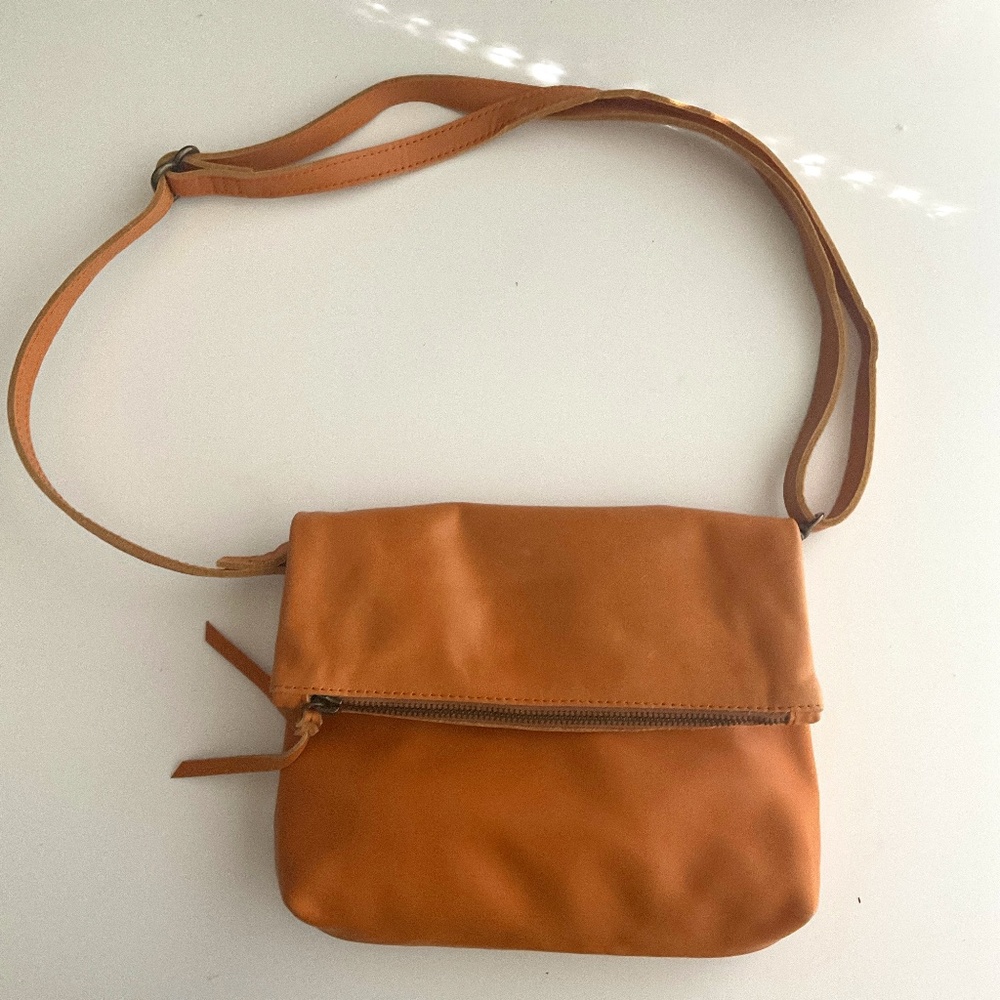 ABLE Emnet Foldover Crossbody Bag Cognac